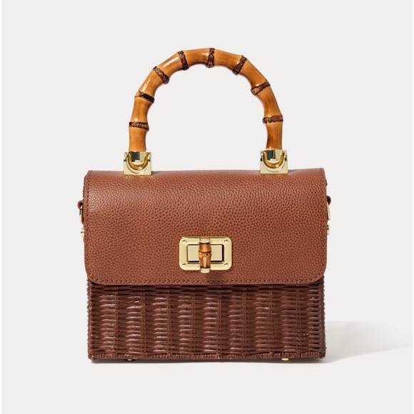 Lilly Pulitzer Handbags - NWT Lilly Pulitzer Maura Wicker Top
Handle Bag Brown Woven Handle Bag